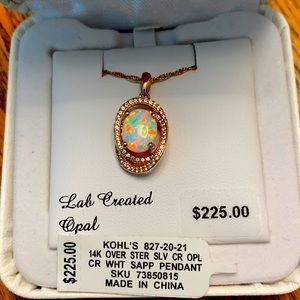 Beautiful Opal Necklace, Rose Gold